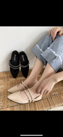 giày da lộn mũi nhọn búp bê nữ