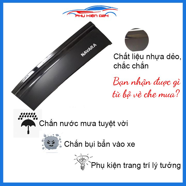 Vè mưa Navara 2015-2016-2017-2018-2019 vè đen che mưa bảo vệ trang trí xe