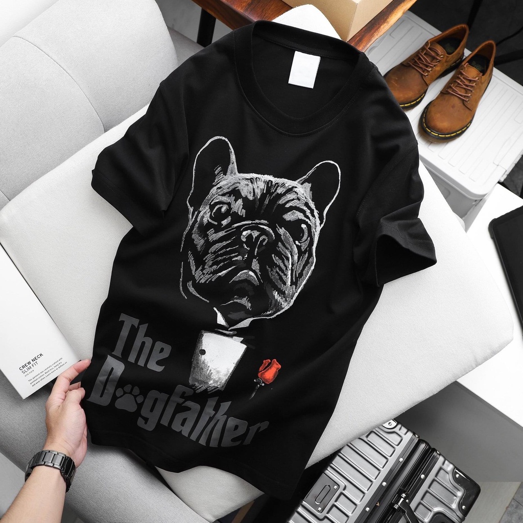 Áo thun tay lỡ nam nữ in hình DogFather , Vải Cotton Form Oversize - SELECTED.STORE