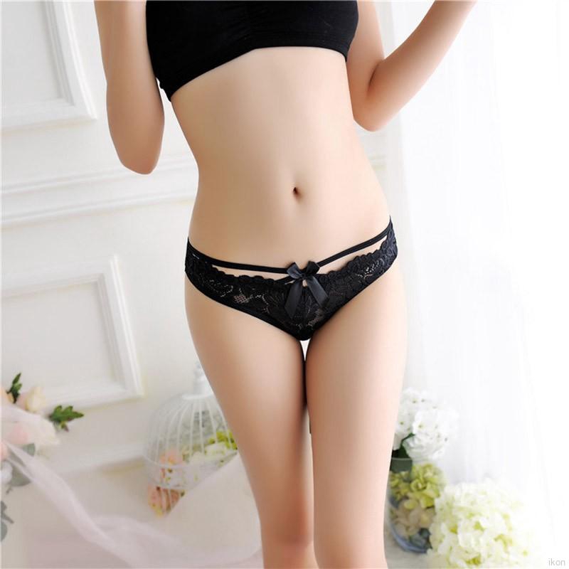 Quần lót dây phối ren và nơ màu trơn quyến rũ cho nữ