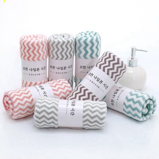 Khăn Mặt Lông Cừu Hàn Quốc 50x35cm Siêu Thấm Hút Loại Có Dòng Kẻ - Khăn Xuất Hàn (1 chiếc)