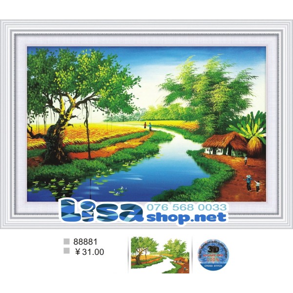 Tranh thêu PHONG CẢNH 88881 (70x48cm) chưa thêu 3d