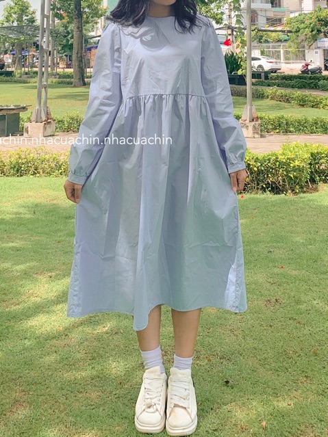 đầm suông màu xanh