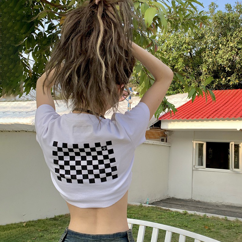 Áo Thun Croptop Tay Ngắn In Chữ Phong Cách Hàn Quốc Thời Trang Mùa Hè Quyến Rũ Cho Nữ