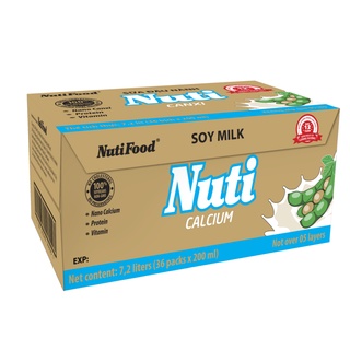 Thùng 36 bịch sữa đậu nành nuti canxi bịch 200ml tu.nsdnx01sp - thương hiệu nutifood
