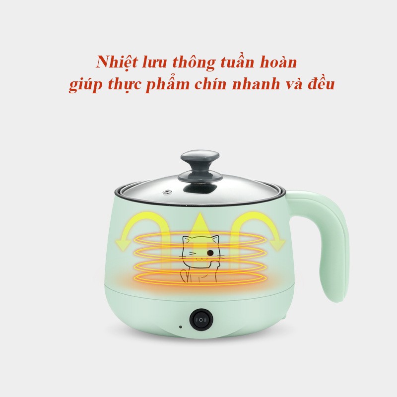 Nồi điện đa năng nấu mỳ, nấu cháo, lẩu inox, chống dính tiện lợi DM111( dung tích 1.8 lít, bh 12 tháng)