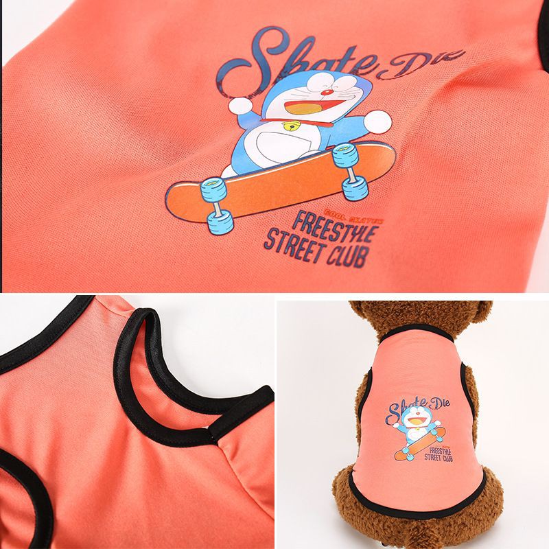 Quần Áo Chó Mèo - Áo Ba Lỗ Hình Doremon Cho Chó Mèo