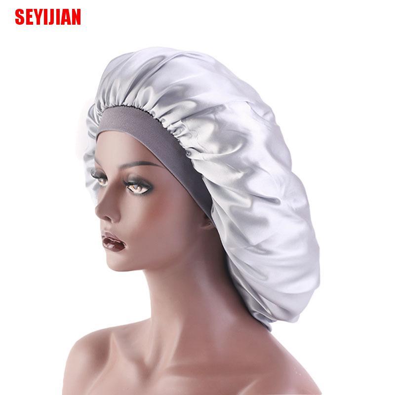 (SEY) Mũ Trùm Tóc Bằng Satin Bản Rộng Có Thể Điều Chỉnh