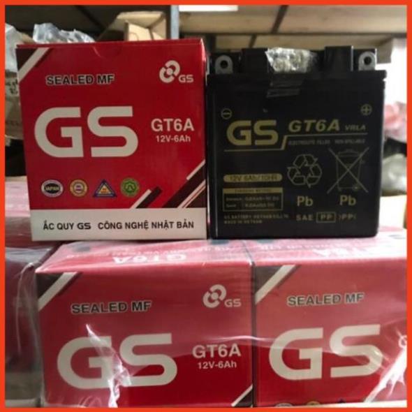 Ắc quy khô 6A Dream Mio Jupiter Sirius Taurus Smart Viva Star Elegant Angela Wave Blade GS GT6A 12V 6AH