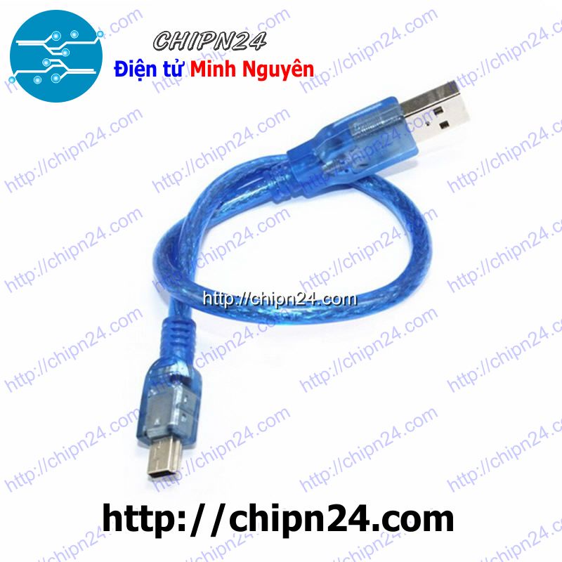 [1 SỢI] Dây USB Mini 2.0 30cm Xanh (Cáp lập trình Arduino Nano 30cm)