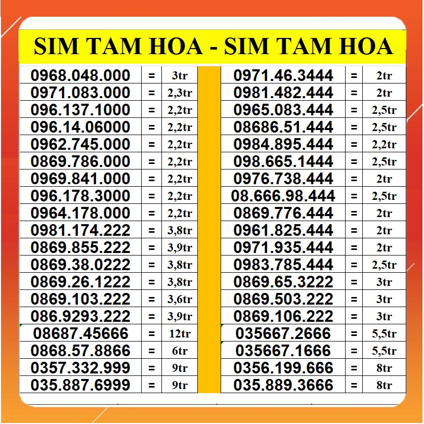 SIM TAM HOA 999 888 777 666 VIETTEL TRẢ TRƯỚC