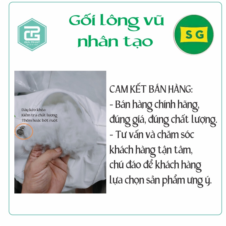 Ruột Gối Lông Vũ Sài Gòn Nguyên Chất Mềm Mịn Sang Trọng Cao cấp