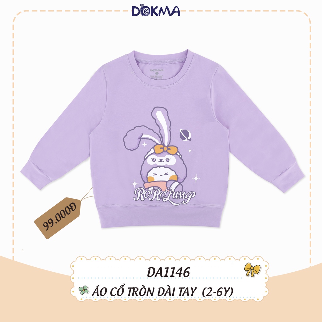 DA1146 Áo dài tay bé gái Dokma vải cotton mỏng (2-6T)