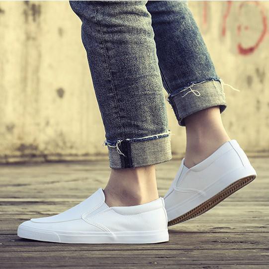 Slip on da nam | Giày lười da nam kiểu giày mọi - 3 màu đen, trắng, nâu - Fullbox - Mã S1126 hàng Quảng Châu