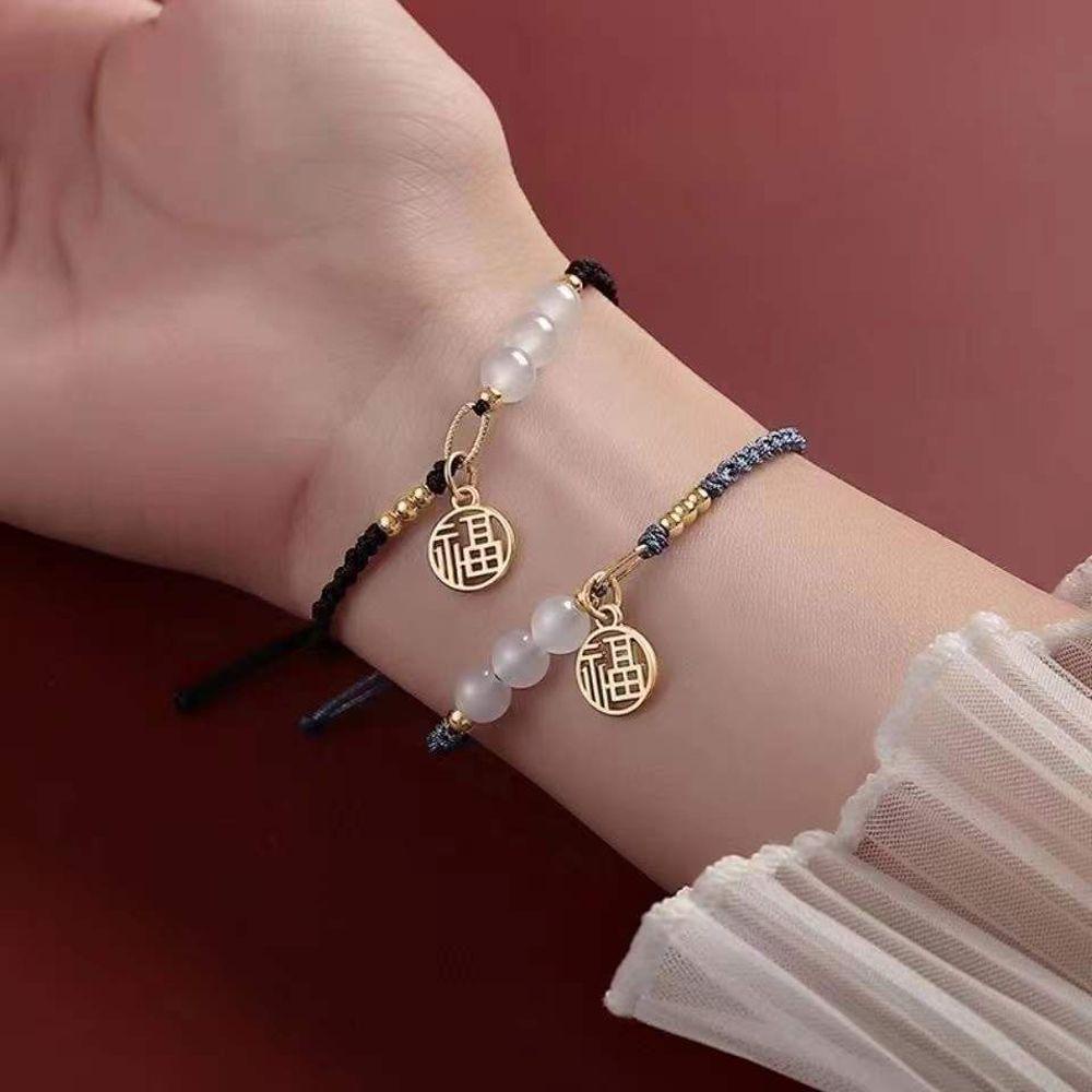 QQMALL Vòng Tay Dây Bện Thủ Công Xỏ Hạt Độc Đáo Sáng Tạo Cho Nữ