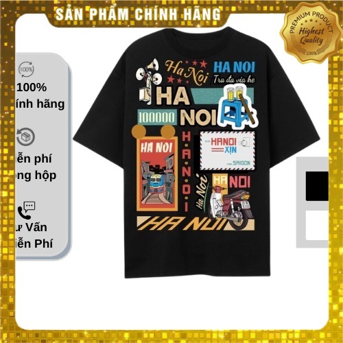 [Hàng Auth] Áo thun tay lỡ HaNoi Xịn, Unisex form rộng, COTTON  Oversize - K003_LN.