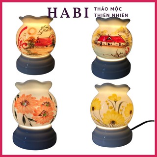 Đèn xông tinh dầu đuổi muỗi thơm phòng sứ thấu quang Bát Tràng tặng kèm 1 bóng đèn
