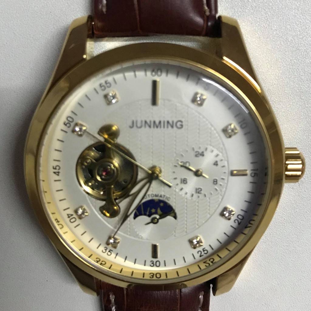 (HOT) ĐỒNG HỒ CƠ NAM AUTOMATIC CHÍNH HÃNG JUNMING DÂY DA CAO CẤP TẶNG KÈM VÒNG ĐEO TAY TỲ HƯU (ẢNH THẬT 100%) | BigBuy360 - bigbuy360.vn