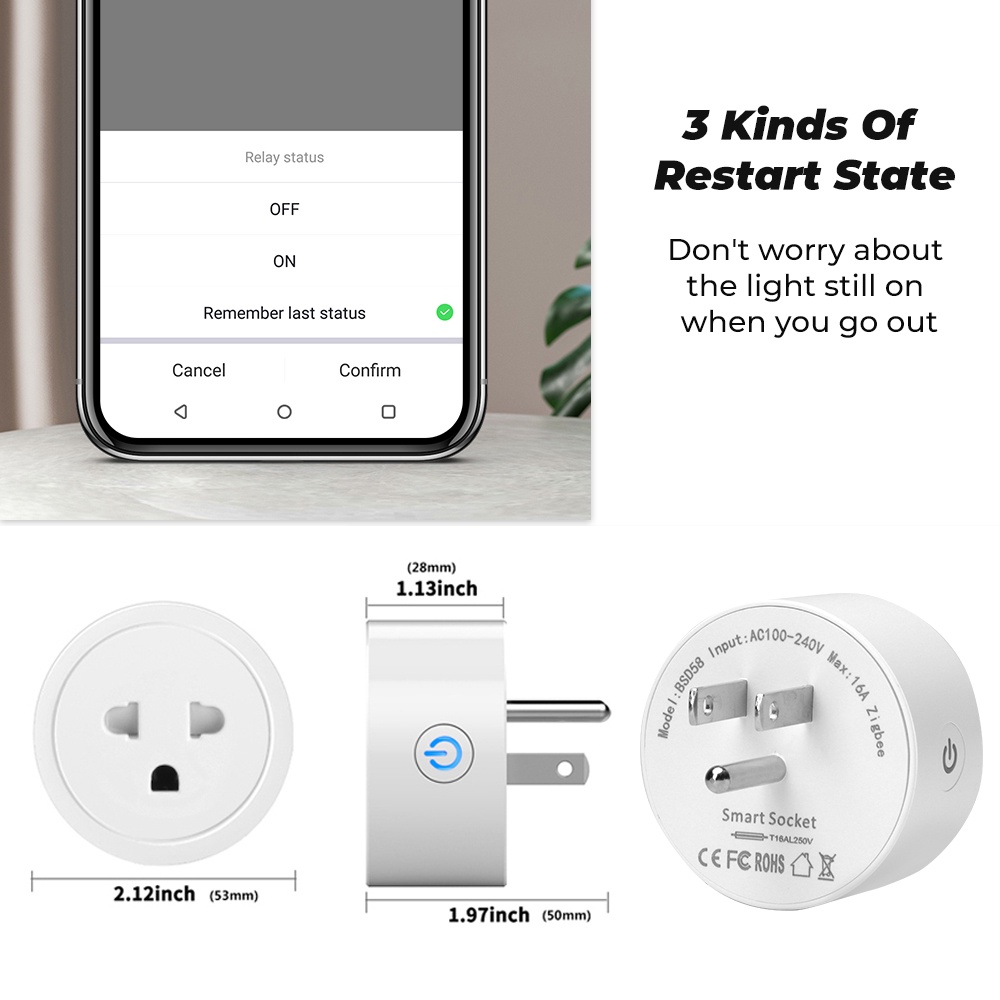 Zigbee Phích cắm nhà thông minh ROVF 20A / 16A Tuya Việt Nam tiêu chuẩn Mỹ và Châu Âu đo thời gian/ sạc pin điện thoại
