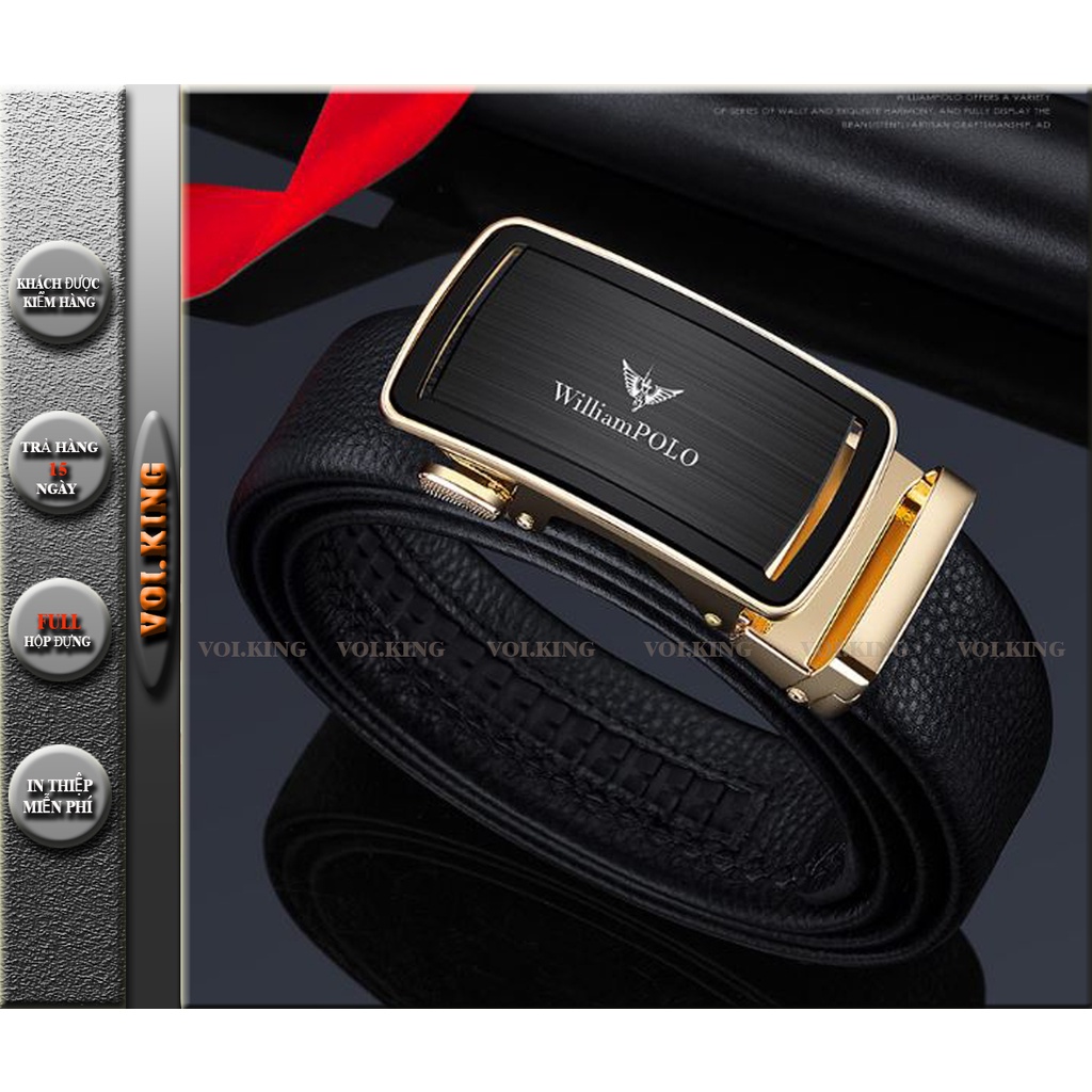 Thắt lưng nam cao cấp WilliamPOLO , dây nịt nam da bò VOI.KING - VK01