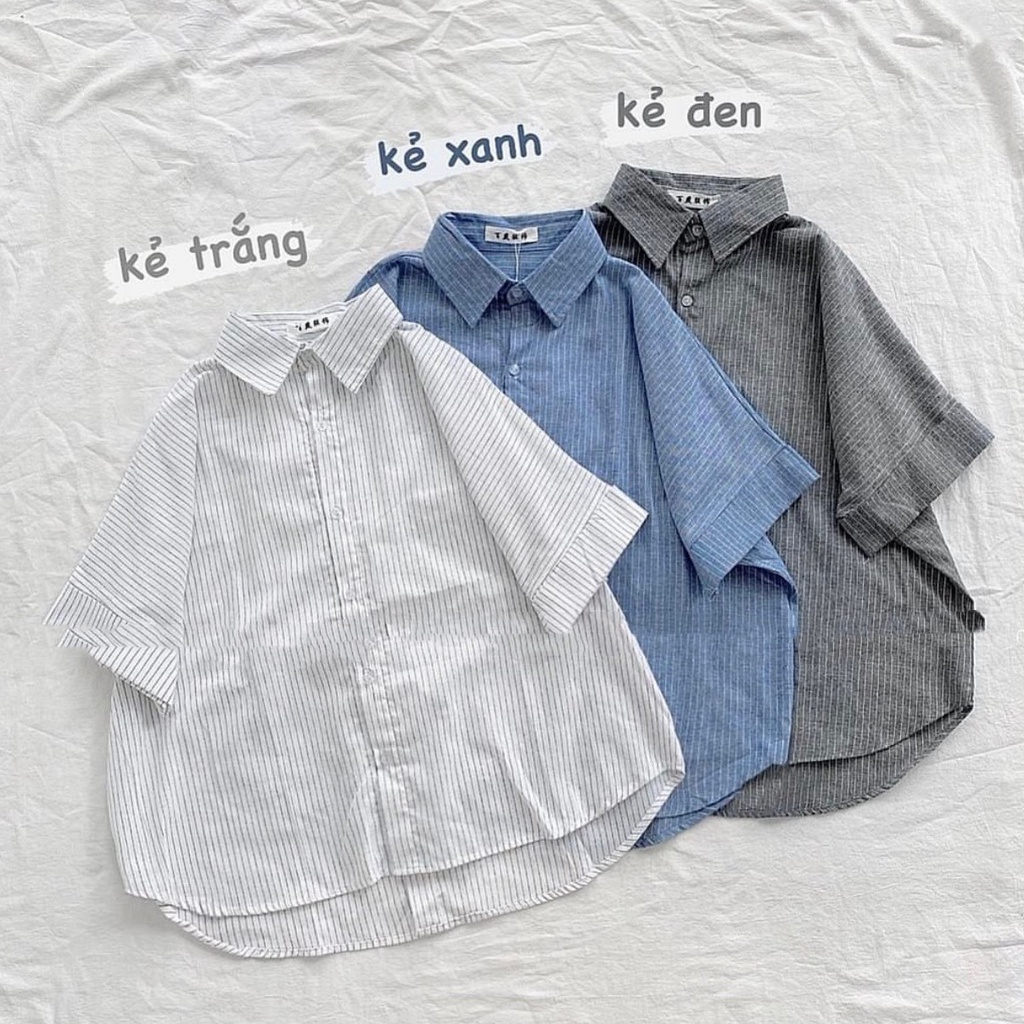 Áo sơ mi sọc cài nút sau (ảnh thật)