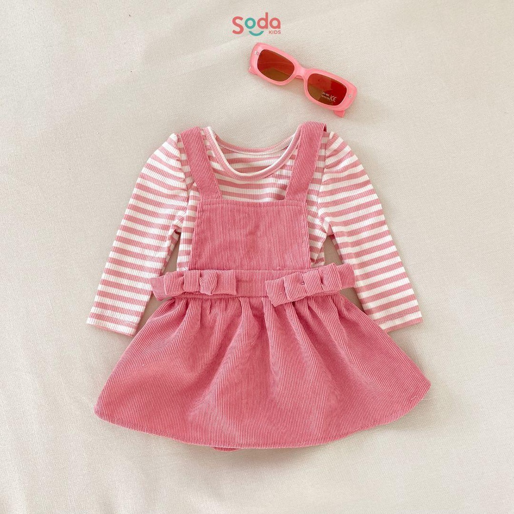 Áo thun bé gái LINE SHIRT SODA KIDS thiết kế tay bồng tiểu thư, chất liệu thun tăm co giãn