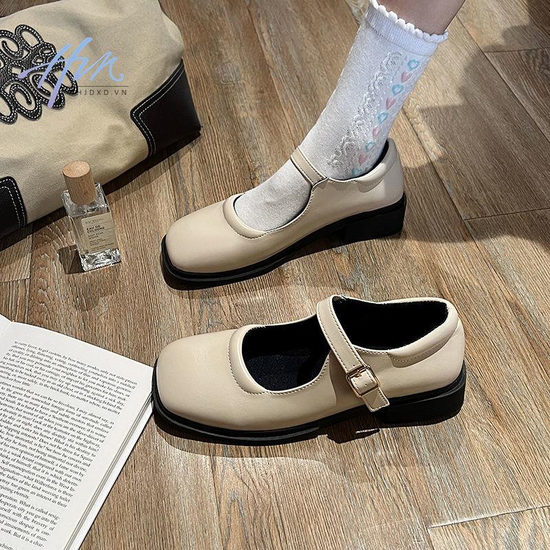 Giày Mary Jane Gót Dày Một Hàng Nút Phong Cách Thời Trang Mới Năm 2021