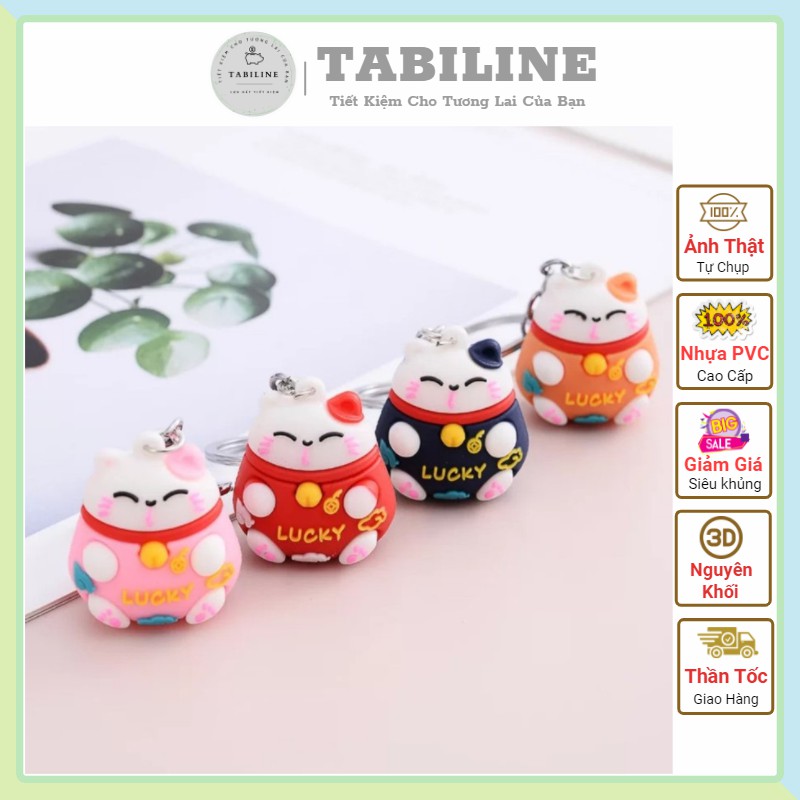 Móc khoá hình 3d mèo thần tài may mắn cute TABILINE nhựa PVC mềm cao cấp MK01