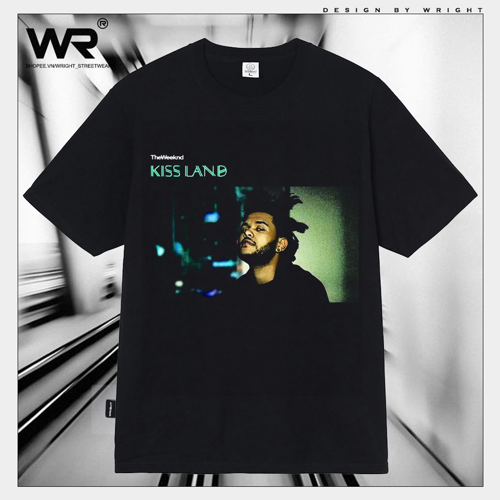 Áo thun Wright Kiss Land Album Cover The Weeknd phong cách retro vintage cotton cổ tròn