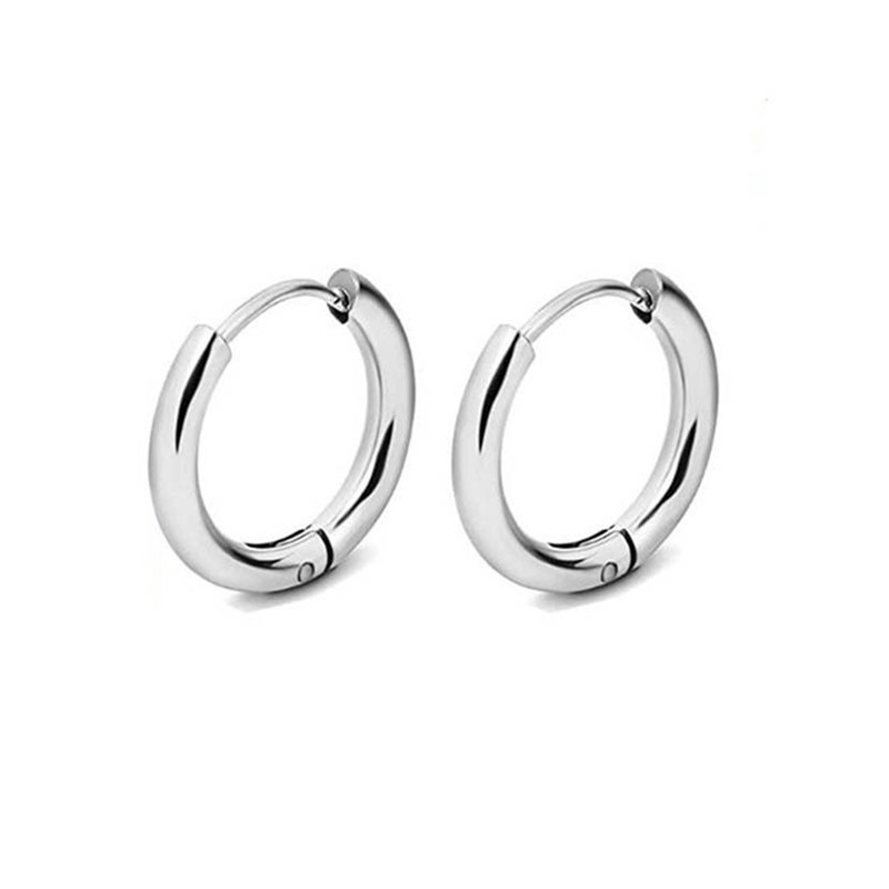 Bông Tai Dạng Vòng Hình Học Bằng Thép Không Gỉ Thời Trang Cho Nữ 8 10 12 14 16 18 20mm