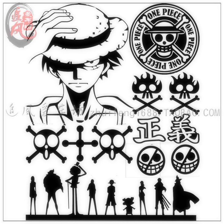 Miếng Dán Trang Trí Xe Hơi / Mô Tô Phản Quang Họa Tiết One Piece Độc Đáo