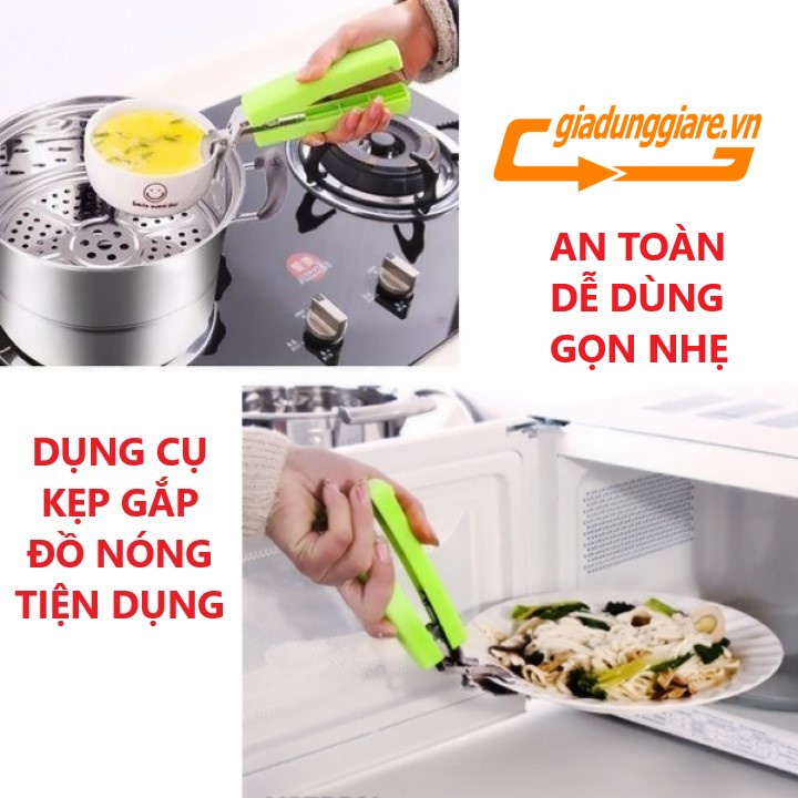 Kẹp gắp đồ bát đĩa nóng chống trượt an toàn chất liệu inox cán nhựa cách nhiệt tiện ích cho gian bếp - giadunggiare.vn