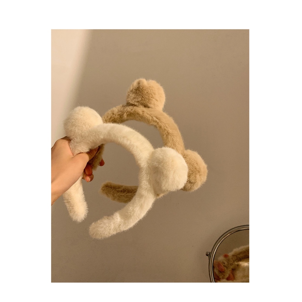 Băng Đô Tai Gấu Bông Dễ Thương Dùng Rửa Mặt