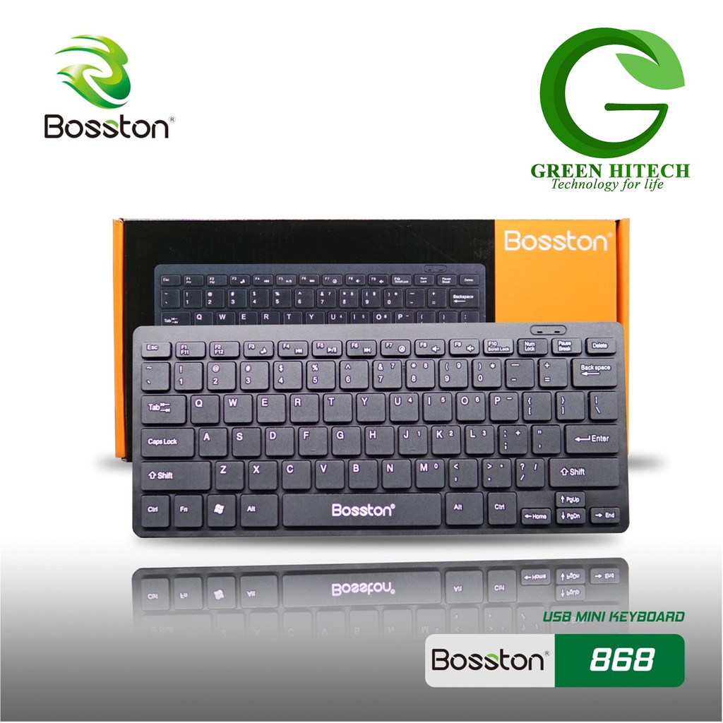 Bàn phím mini có dây Bosston 868 (Đen) Thiết kế giảm tiếng ồn / Keyboard Bosston 868 Mini