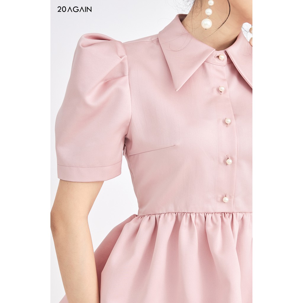 Áo sơ mi nữ cổ đức vai bồng 20AGAIN, thiết kế dáng peplum thanh lịch, chiết eo tôn dáng ASA1065 | BigBuy360 - bigbuy360.vn