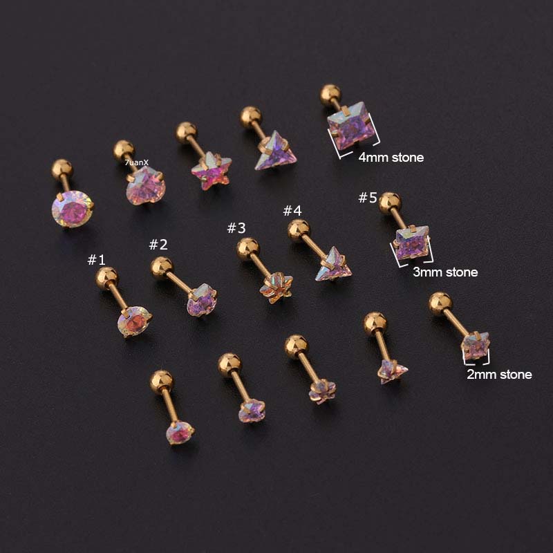 Khuyên tai chốt dài đính đá zircon đơn giản 20g