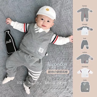 Bộ công tử cổ bẻ cổ vest bé trai