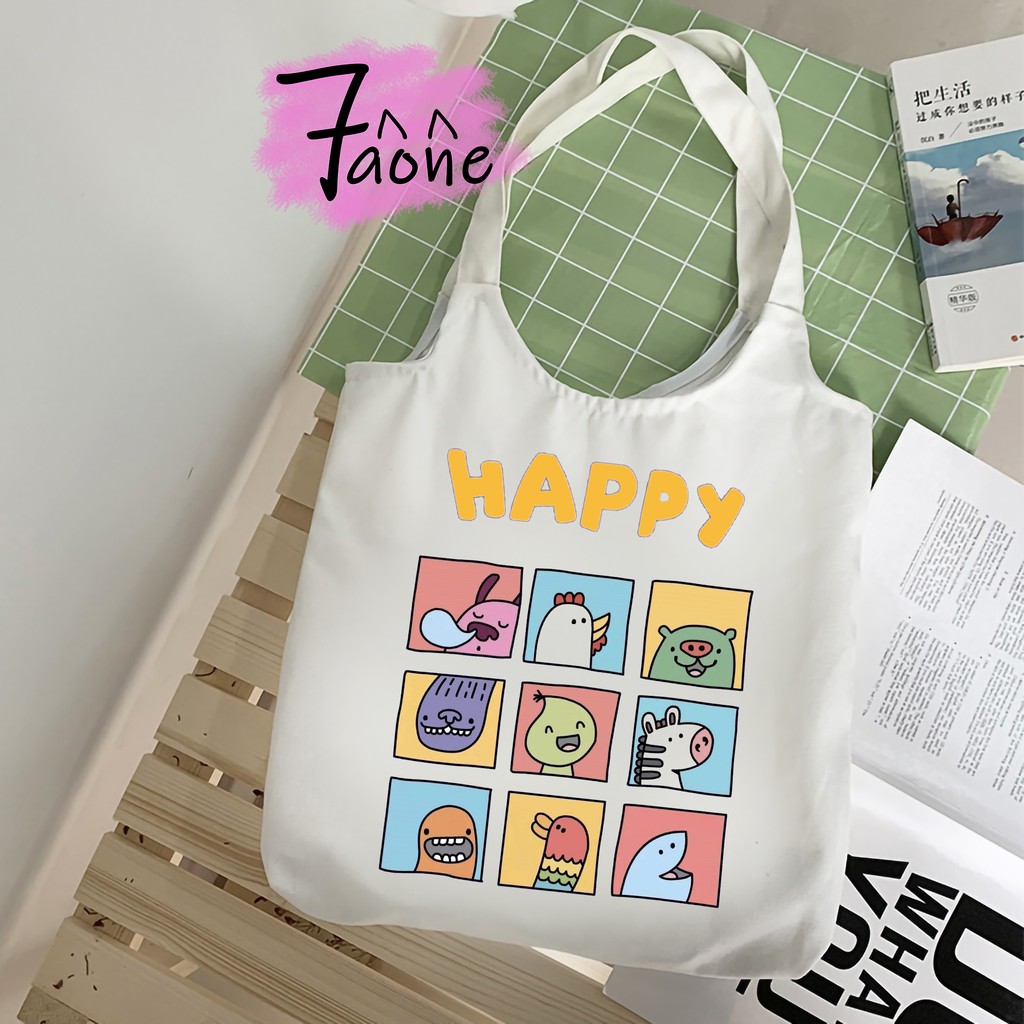 [Mã FAMINI245 giảm 10% tối đa 30k đơn từ 99k] TÚI TOTE QUAI TRÒN HÀN QUỐC SIU CUTE ĐEO VAI CÓ TÚI CON VẢI CANVAS