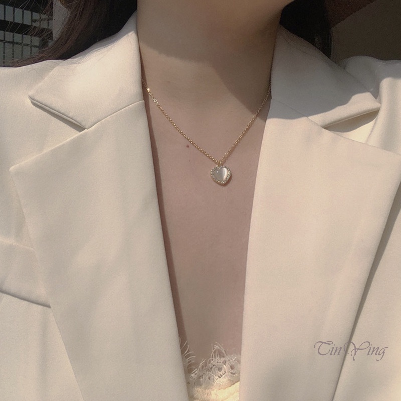 GETNOIVAS Vòng cổ hợp kim mặt hình trái tim phong cách cổ điển cho nữ