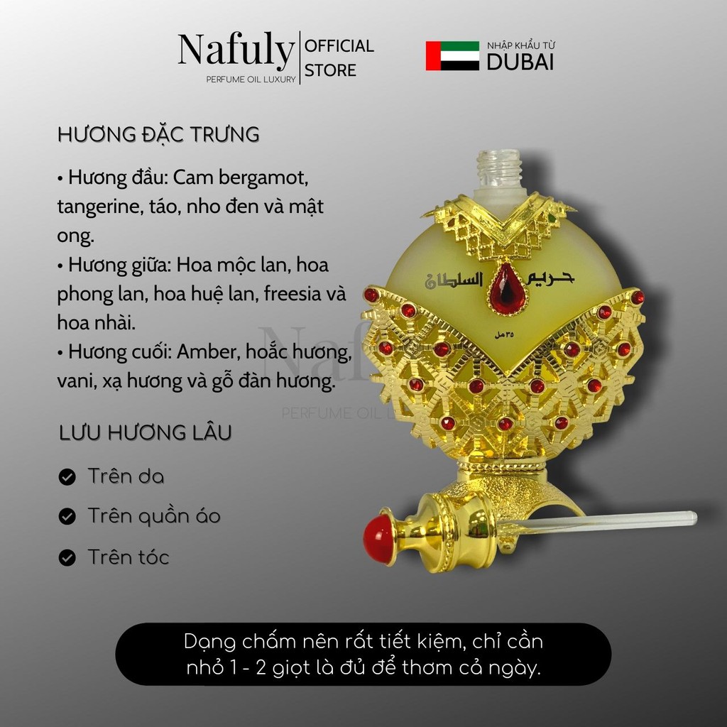 Tinh Dầu Nước Hoa Dubai Công Chúa Vàng Nữ Hoàng Đỏ Hareem Al Sultan Nội Địa Chính Hãng Cao Cấp Nam Nữ Giá Sỉ TPHCM 35ml | Thế Giới Skin Care