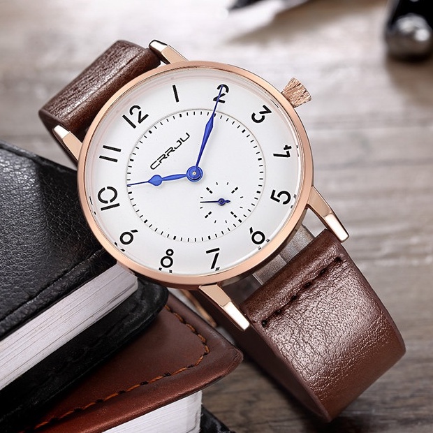 Crrju Đồng Hồ quartz Siêu Mỏng Chống Thấm Nước Với Dây Đeo Da 2112 xl