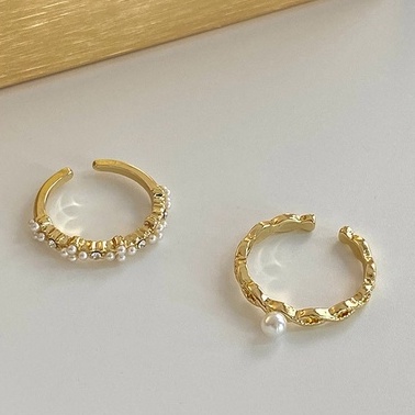 Set Nhẫn Hai Lớp Đính Đá Và Ngọc Trai Nhân Tạo Phong Cách Thời Trang Hàn Quốc 2022