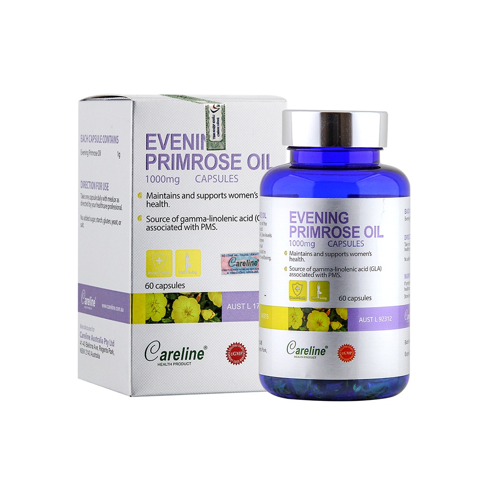 Viên Uống Tinh Dầu Hoa Anh Thảo CARELINE Điều Hoà Nội Tiết Tố Và Làm Đẹp Da Cho Phụ Nữ Evening Primrose Oil 60 Viên