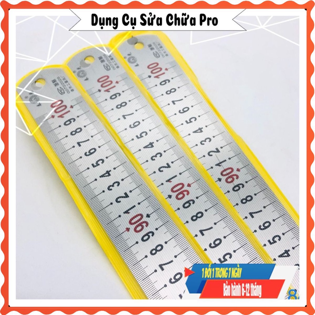 Thước Lá, Thước Kẻ Inox 100% Bàn Dầy 1mm Ngang 3.8mm - Không gỉ - Không Oxi Hóa - Ăn Mòn