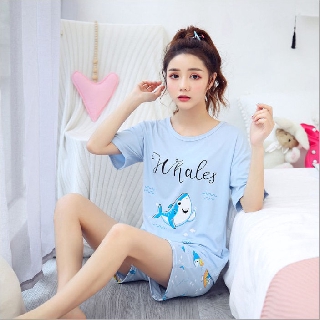 Bộ đồ ngủ cotton cute đáng yêu free size dưới 55kg, bộ pijama kute - HEZA