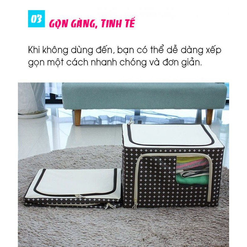 Hộp đựng quần áo chăn màn đa năng thông minh màn túi bằng vải khung thép kim loại gấp xếp gọn size lớn