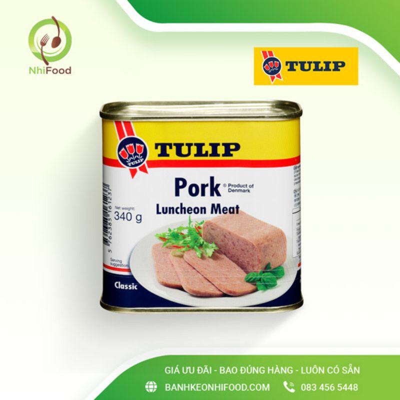 Thịt Heo Hộp Tulip Luncheon Meet 340g, Hàng Có Sẵn