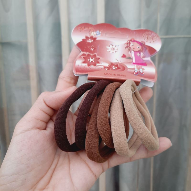 Tép 6 dây cột tóc tone màu nâu