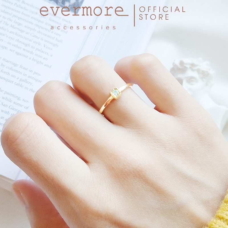 Nhẫn bạc EVERMORE, nhẫn bạc Ý 925 đính đá vuông nhỏ Rosy thanh lịch, minimalism - N042