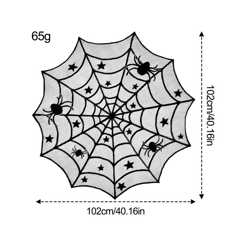 (Meteorite) Khăn Trải Bàn Tròn Bằng Ren Đen Hình Ma / Hình Học Halloween Trang Trí Nhà Cửa Tiệc Tùng